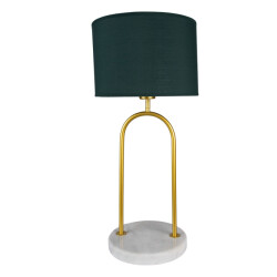 Clayre & Eef Bureaulamp Ø 28x62 cm goudkleurig ijzer textiel tafellamp