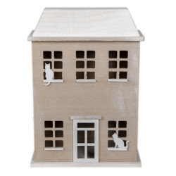 Clayre & Eef Opbergdoosje huis 27x12x39 cm hout katten opbergkist