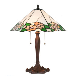 LumiLamp Tiffany tafellamp 44x61x64 cm groen glas kunststof rond bloemen