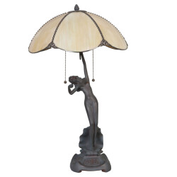 LumiLamp Tiffany tafellamp Ø 41x70 cm bruin glas tiffany bureaulamp