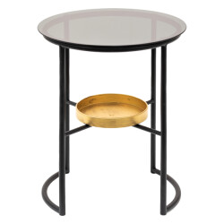 Clayre & Eef Bijzettafel Ø 43x55 cm ijzer glas