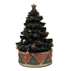 Clayre & Eef Muziekdoos kerstboom Ø 12x18 cm rood kunststof