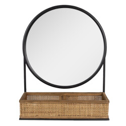 Clayre & Eef Spiegel 51 cm zwart ijzer glas grote spiegel