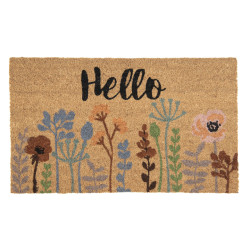 Clayre & Eef Deurmat 75x45 cm kokosvezel pvc rechthoek bloemen hello