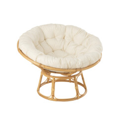 J-Line fauteuil celine + kussen rotan naturel 115x115x37cm