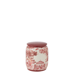 J-Line pot moriko rond porselein rood/wit small 16x16x23cm