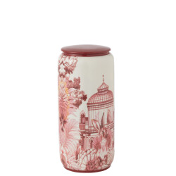 J-Line pot moriko rond porselein rood/wit large 16x16x38cm
