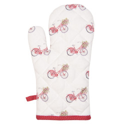 Clayre & Eef Ovenwant 18x30 cm wit katoen fiets ovenhandschoen