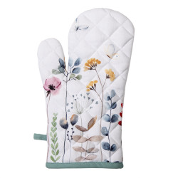 Clayre & Eef Ovenwant 18x30 cm wit katoen bloemen ovenhandschoen