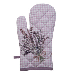 Clayre & Eef Ovenwant 18x30 cm wit katoen lavendel ovenhandschoen