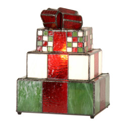 LumiLamp Tiffany tafellamp cadeau 20x18x26 cm wit glas kerst tiffany