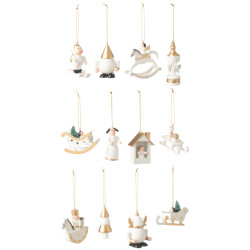 J-Line doos met 12 hangers hout wit/goud 30.5x29x4.5cm
