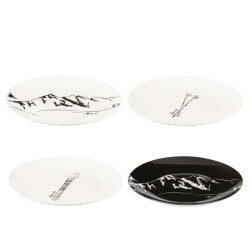 J-Line doos 4 borden cadeaudoos keramiek /wit 20.5x20.5x2.2cm