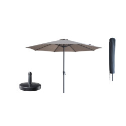 Kopu ® set madrid 350 cm grote parasol rond met beschermhoes en parasolvoet -