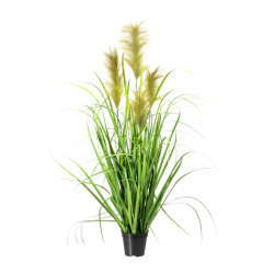 Kopu ® kunstplant chinees riet 120 cm 4 pluimen in zwarte pot