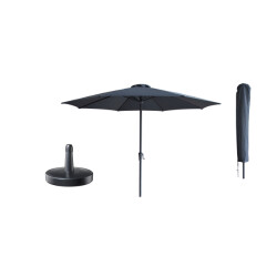 Kopu ® set madrid 350 cm grote parasol rond met beschermhoes en parasolvoet -