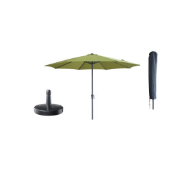Kopu ® madrid grote parasol rond 350 cm met beschermhoes en voet olijf