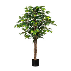 Kopu ® kunstplant ficus 120 cm in pot 630 bladeren met natuurstam