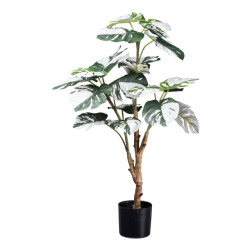 Kopu ® kunstplant monstera variegata 80 cm 21 bladeren gatenplant