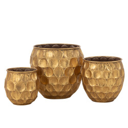 J-Line set van 3 bloempot dalton metaal goud 38x38x36.5cm