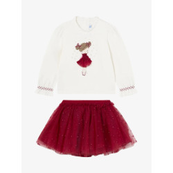 Mayoral Meisjes set rok tulle natural cherry