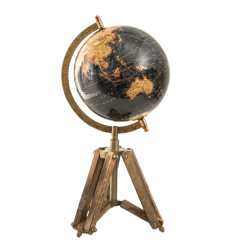 Clayre & Eef Wereldbol 18x16x26 cm hout metaal globe