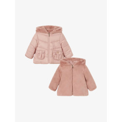 Mayoral Meisjes winterjas faux fur reversible blush