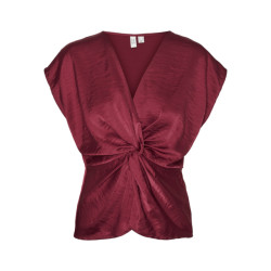 Vero Moda vmolive s/s knot top wvn btq ga 10315402 red plum