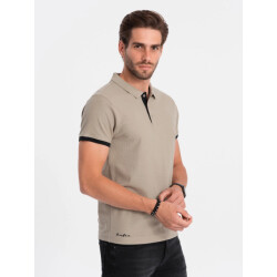 Ombre Poloshirt heren korte mouw kaki karmoy
