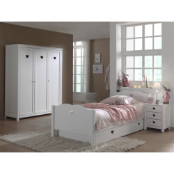 Lucevi amori bed + nachtkastje + 3 deurs kleerkast + rolbed - 90x200 cm