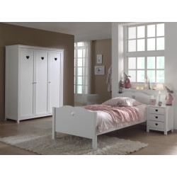 Lucevi amori bed + nachtkastje + 3 deurs kleerkast - 90x200 cm