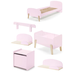 Lucevi kiddy bed + nachtkastje + hangplankjes + uitvalbeveiliging +