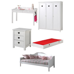 Lucevi amori kajuitbed + rolbed + nachtkastje + 3 deurs kleerkast + bureau -