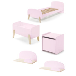 Lucevi kiddy bed + nachtkastje + hangplankjes + speelkoffer - 90x200 cm
