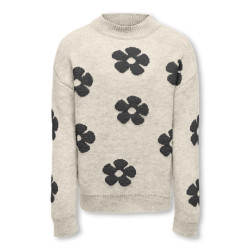 Only Kognaja ls flower pullover ecru dessin