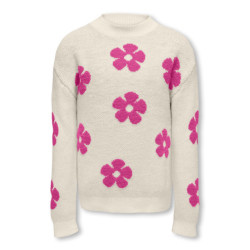 Only Kognaja ls flower pullover ecru dessin