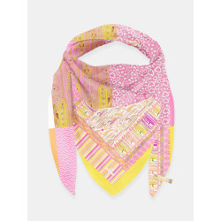 Mucho Gusto ® sjaal st. tropez roze geel hart patchwork