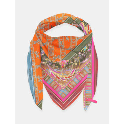 Mucho Gusto ® sjaal st. tropez oranje roze klassieke print