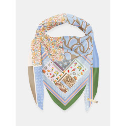 Mucho Gusto ® scarf st. tropez blauw bloem patchwork