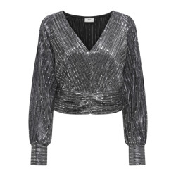 Jacqueline de Yong Jdydidi ls glitter top jrs zilverkleurig