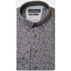 Bos Bright Blue R.b. boston casual hemd lange mouw regular fit cotton 427670/611