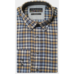 Bos Bright Blue R.b. boston casual hemd lange mouw regular fit cotton 427670/83