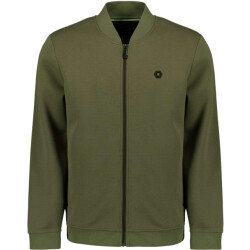 No Excess Sweater full zipper pique bomber dark moss
