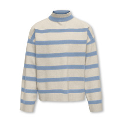 Only Kogama ls stripe loose highneck knt zand dessin