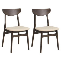 Rowico Home Rodham houten eetkamerstoel donker eiken gestoffeerde zitting set van 2