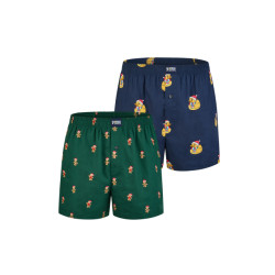 Happy Shorts Heren wijde boxershorts kerst print 2-pack blauw/groen