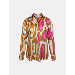 Mucho Gusto ® blouse saint denis turkoois fuchsia luipaard