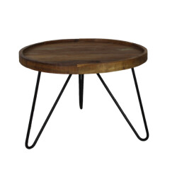 HSM Collection -bijzettafel met hairpin poten-ø60x40--teak/metaal