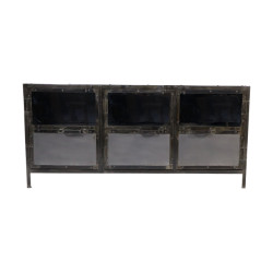 HSM Collection -dressoir brooklyn 3 deur-150x40x70--metaal/glas