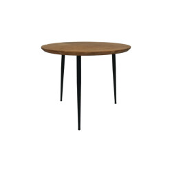 HSM Collection -ronde bijzettafel fishbone-60x60x49--eiken/metaal